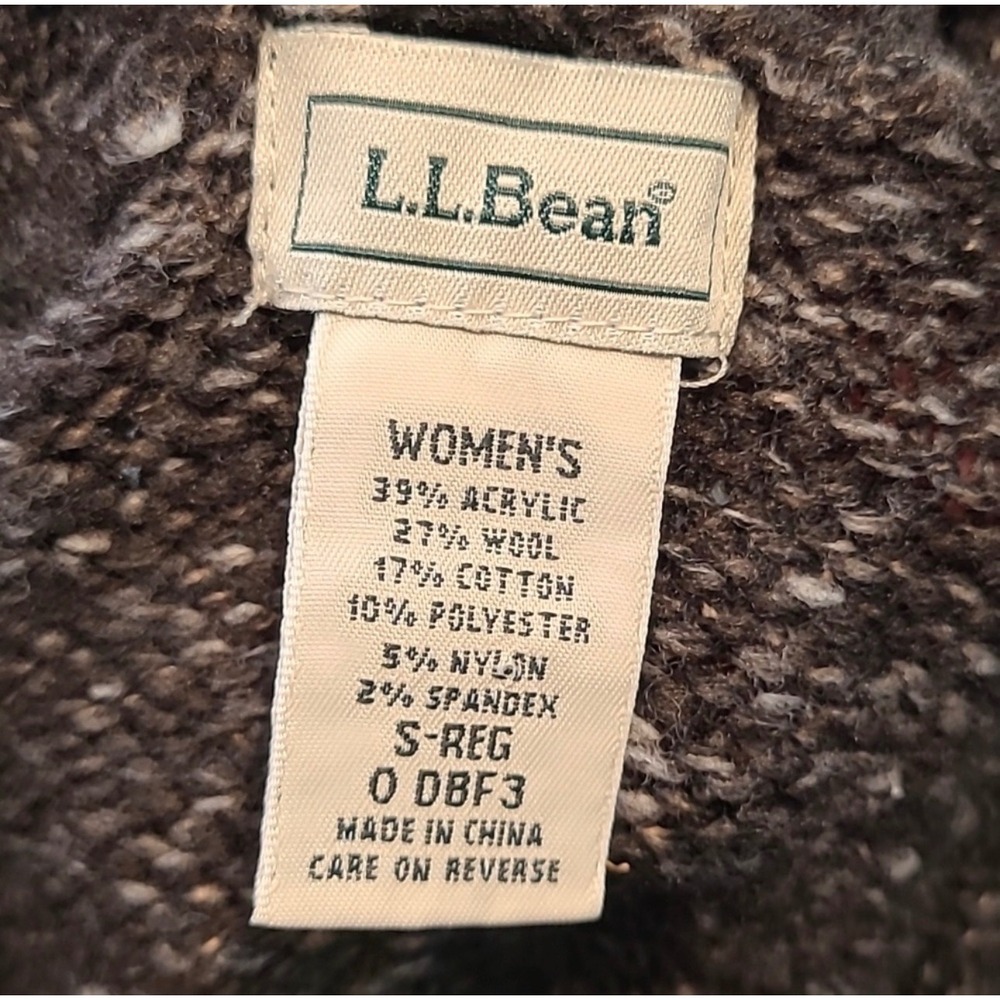 L.L.Bean Shawl Collar Sweater | Pullover | Small | Brown Marled | Wool Blend - Picture 5 of 6